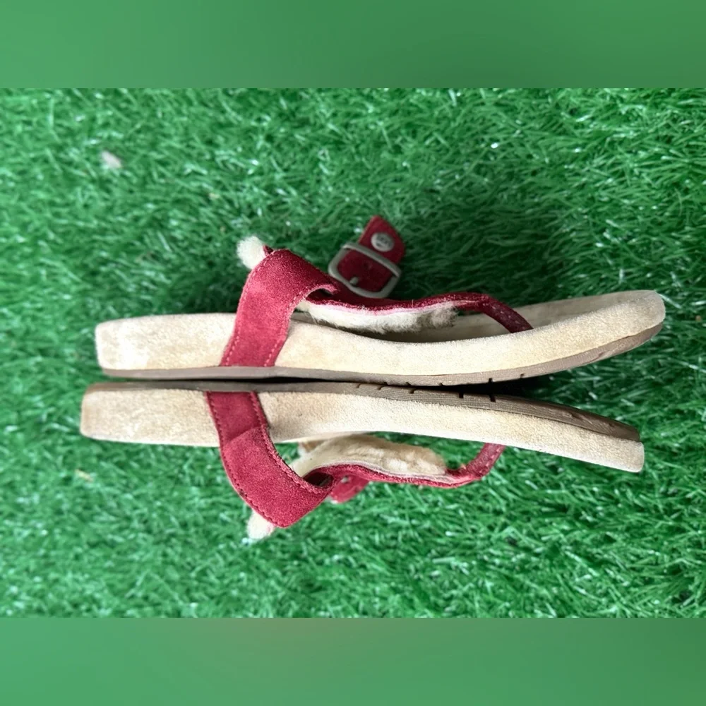 UGG Red Suede Buckle Sandals‎ Size 2